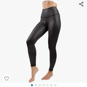 High waist high shine 90 degree by reflex faux leather ankle leggings